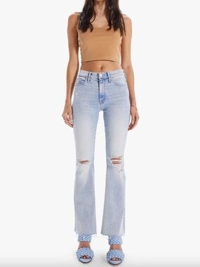 MOTHER Denim The Weekender Fray Jeans Size 25 Light Wash Distressed Raw Hem